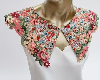 Collar desmontable Floral Parade, accesorio de diseño hecho a mano, regalos familiares