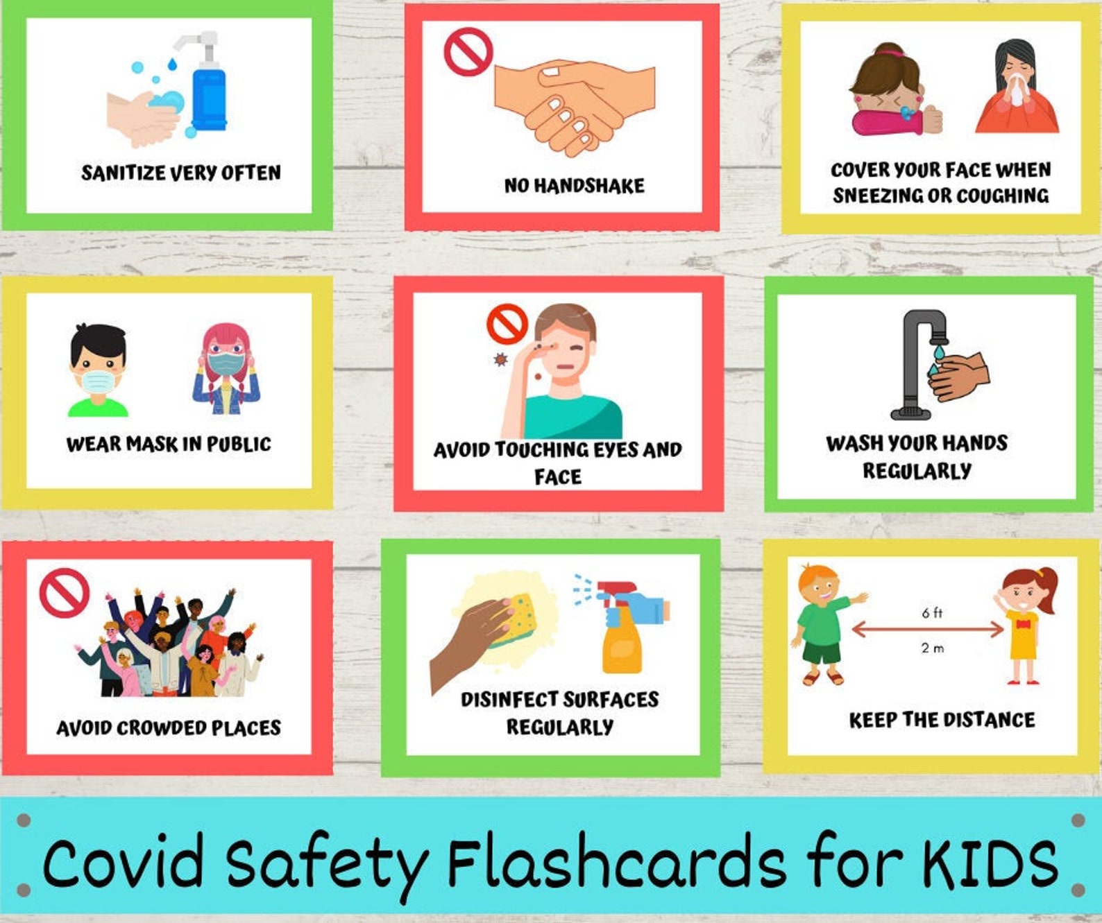 Printable Covid19 Safety Flash Cards for Toddler Educational Etsy