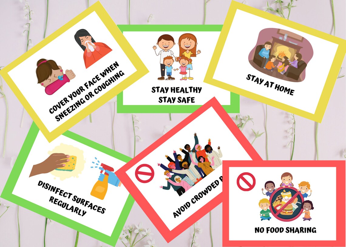 Printable Covid19 Safety Flash Cards for Toddler Educational Etsy