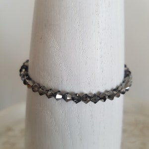 Gift idea Crystal Silver Night stretch bracelet Swarovski® Bicone 4 mm anthracite