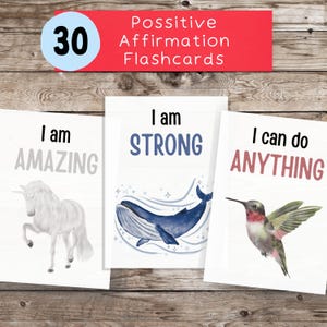 30 positive Affirmationskarten für Kinder | Digitaler Download | Druckbare Motivationskarten für Kinder | Aquarell Homeschool-Aktivitäten