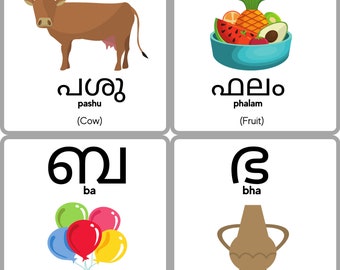 Malayalam Alphabet Flashcards Malayalam Consonants Learn -  Denmark