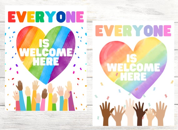 Everyone is Welcome Here, All Are Welcome Here Sign, Safe Space