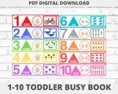 Busy Book Worksheets Learn Numbers 1 to 10, Preschool Worksheets, Number Matching Game, Kindergarten Printable