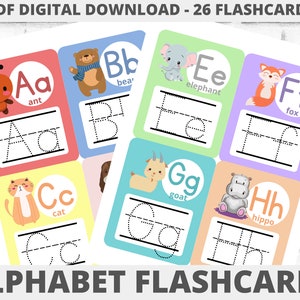 Alphabet Flashcards Printable, ABC Tracing Practice, Flashcards ABC For Kids, Flashcards Letters