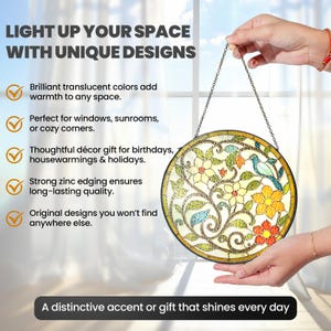 Crescent Moon Glass Suncatcher, Round Stained Glass Style Window Hanging, Celestial Starburst Sun Catcher, Minimal Moon Decor Gift image 11