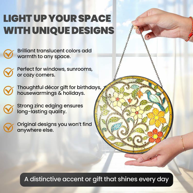 Crescent Moon Glass Suncatcher, Round Stained Glass Style Window Hanging, Celestial Starburst Sun Catcher, Minimal Moon Decor Gift image 11
