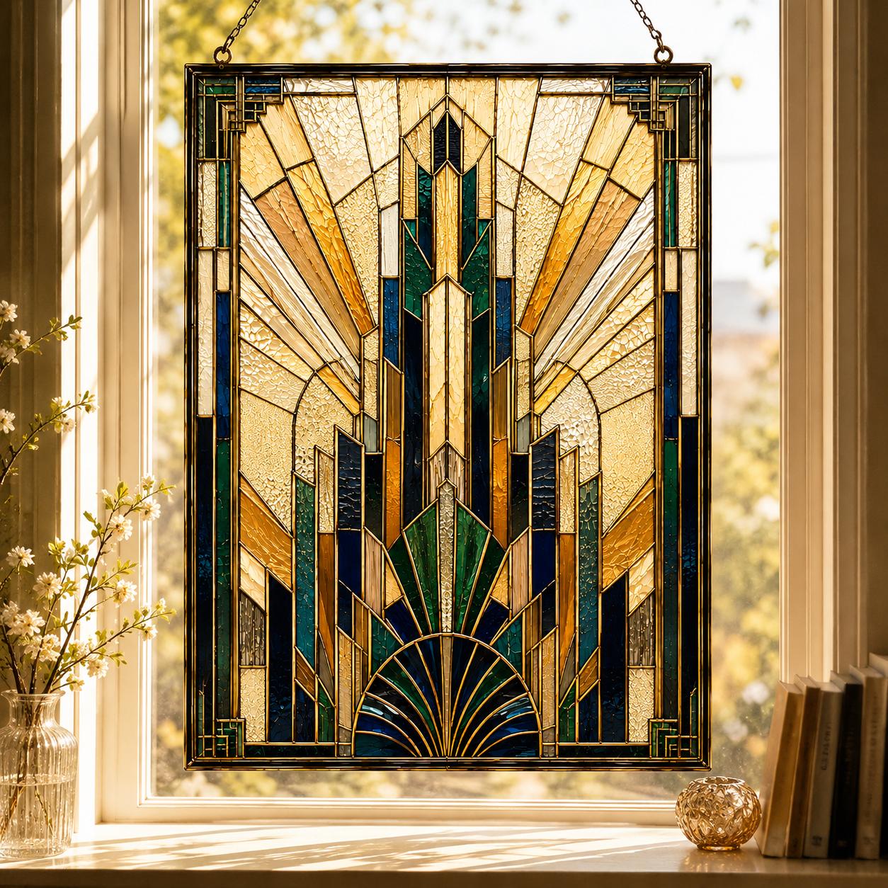 Stained Glass Window Gray Blue - Etsy