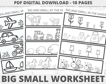 Big Small Worksheet, Comparison Worksheet, Preschool Activities, Kindergarten