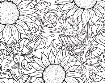 Coloriages floraux, Livre de coloriage pour adultes, Coloriage floral pour adulte, Coloriages de fleurs