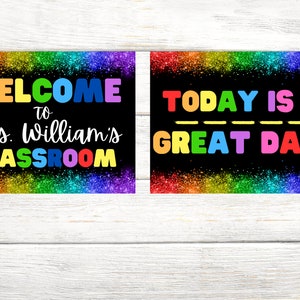 Personalized Welcome To Our Classroom Posters, Colorful Rainbow Classroom Decor, Educational Posters for Elementary Schools and Teachers