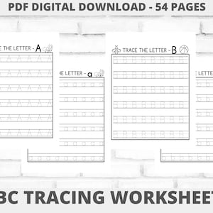 Alphabet Tracing Worksheets, Uppercase Letters Lowercase Letters, Tracing Letters Printable Pages, Learn the Alphabet PDF
