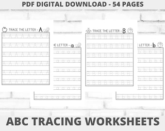 Alphabet Tracing Worksheets, Uppercase Letters Lowercase Letters, Tracing Letters Printable Pages, Learn the Alphabet PDF