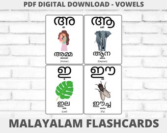 Malayalam Alphabet Flashcards Malayalam Consonants Learn -  Denmark