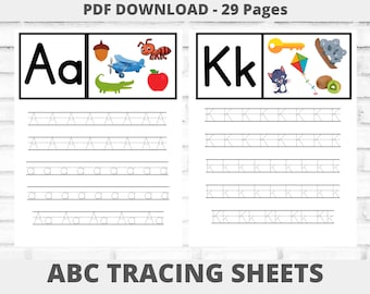Alphabet Tracing Worksheets with Uppercase Letters and Lowercase Letters