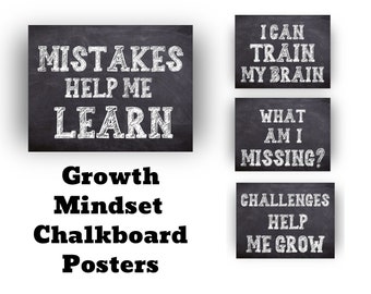 Chalkboard Mindfulness Quotes Posters Classroom Decor for Elementary School, Positive Bulletin Board Set, Black White Minimalist Decor