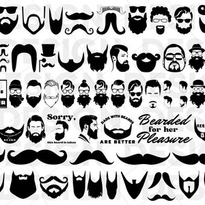 60+ BEAERD SVG BUNDLE, Bart Silhouette, Bartschnitt Dateien, Bart Vektor, Bart svg, Bart Clipart, Bart Clipart, Bart Gesicht Vektor, männliches Gesicht Vektor