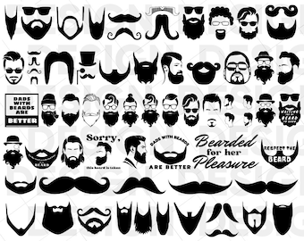 60+ BEAERD SVG BUNDLE, silueta de barba, limas de corte de barba, vector de barba, svg de barba, clipart de barba, vector de cara barbuda, vector de cara masculina
