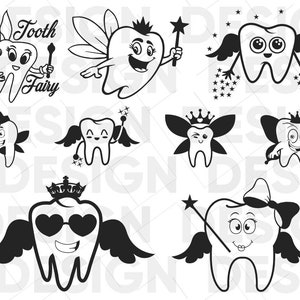 9+ Pacote SVG FADA DE DENTE, cricut de fada de dente, silhueta svg de fada de dente, png de fada de dente, vetor de fada de dente, estêncil de fada de dente