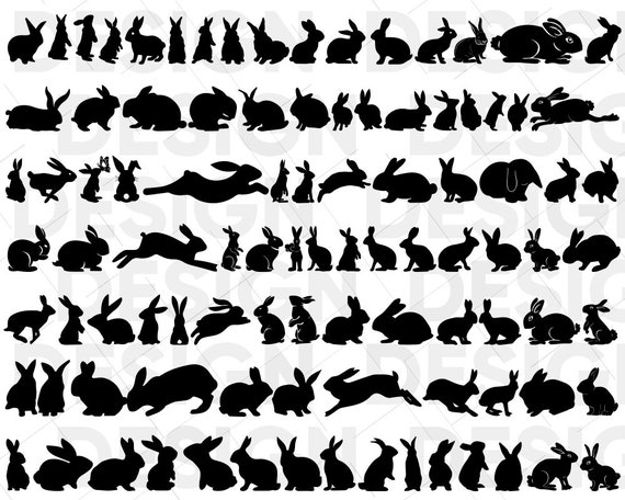 100 RABBIT SVG BUNDLE Easter Bunny Svg Rabbit Silhouette - Etsy
