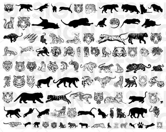 120+ TIGERS SVG BUNDLE, Tiger Graphic Bundle, Tiger Chinese New Year svg,  tiger svg, tiger decal, tiger clipart, tiger silhouette, stencil