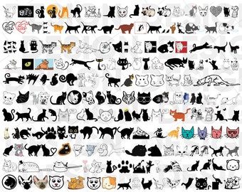 200+ CAT SVG BUNDLE, cat cut files, cat clipart, cat svg files, cat clipart bundle, kitty svg, cat silhouette, cat mom shirt, printable cat
