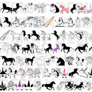 80+ UNICORN SVG BUNDLE, unicorn silhouette design, unicorn vector, unicorn svg, unicorn clipart, unicorn cut file, Unicorn Transparent