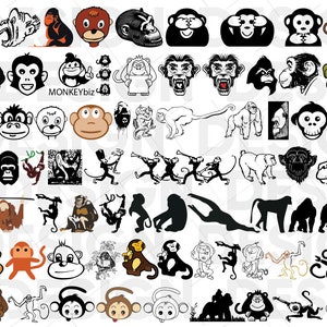 60+ MONKEY SVG BUNDLE, chimp svg, monkey vinyl, monkey vector, monkey silhouette, monkey clipart, monkey cut file, monkey cartoon svg