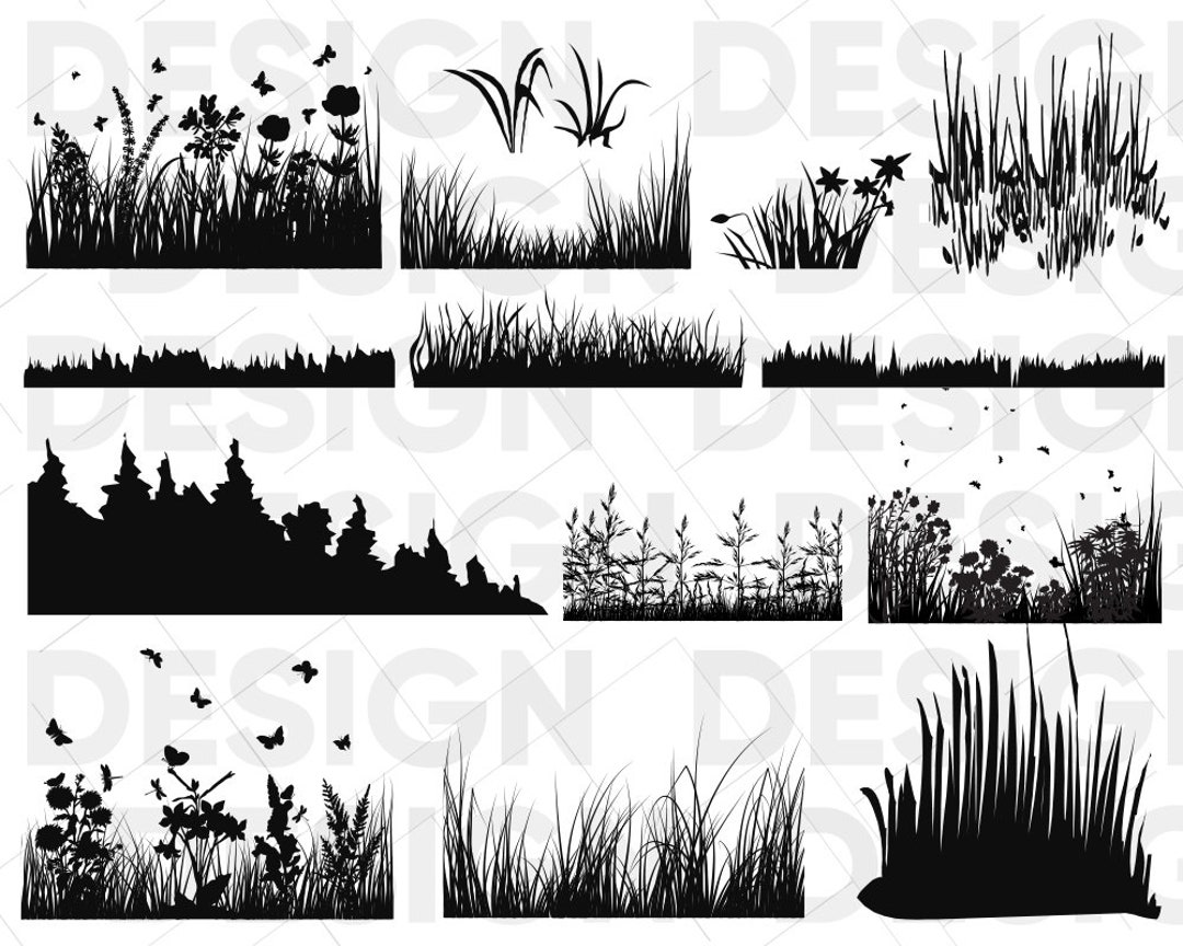 15 GRASS SVG BUNLDE, Grass Silhouette, Grass Vector, Grass Black Svg