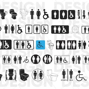 35+ WC SVG BUNDLE, toilet svg, toilet svg, badkamer svg, toiletbord svg, deursticker, badkamerbord svg, man teken, vrouwenbord