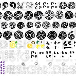 70+ ROLLED PAPER FLOWERS svg, rolled leaves svg bundle, flower cut file, flower clipart, flower template svg, paper rose svg, silhouette