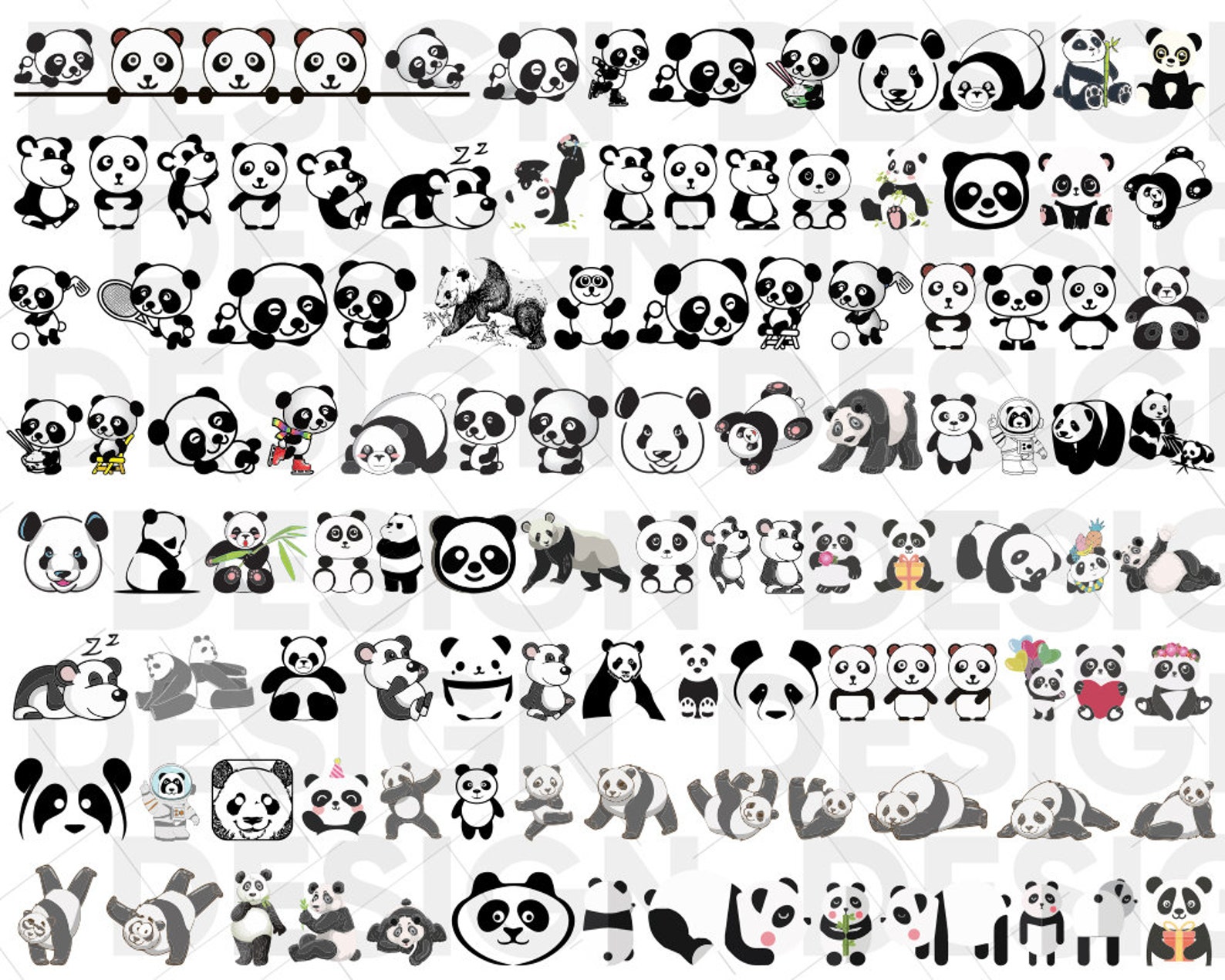 100 PANDA SVG BUNDLE Panda Png Panda Eps Panda Vinyl - Etsy