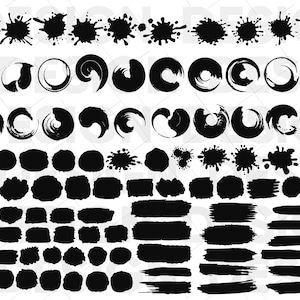 100+ BRUSH SVG BUNDLE, brush stroke and paint splat bundle, brush stroke svg, key ring pattern, background clipart, brush clipart