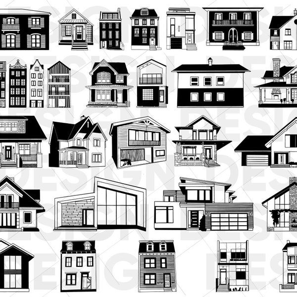 30+ BÂTIMENTS SVG BUNDLE, maison svg, fichiers de coupe de maison, clipart de maison, silhouette de maison, chemise de maison svg, fichiers de coupe de bâtiment, maison svg