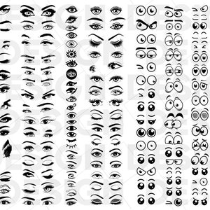 120+ OGEN SVG BUNDEL, make-up svg, wimpers svg, wimper svg, boze ogen svg, cartoon ogen svg, leuke ogen svg, schoonheid ogen svg, comics ogen svg