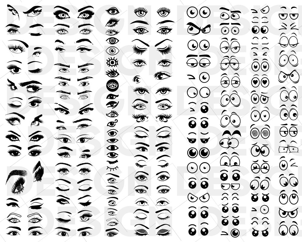 Anime Girl Eyes SVG Bundle, Anime Eyes Svg, Eyes Svg File, Eyelashes svg,  Manga eye Svg, Cartoon eyes svg, Svg cut file, Anime Eyes Cricut.