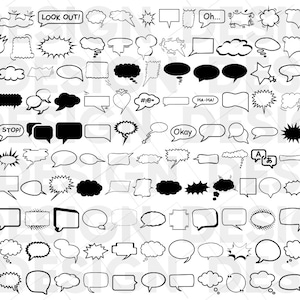 130+ SPEECH BUBBLE SVG, cartoon speech svg, thought bubble svg, discours de super-héros, exploding bubble svg, comic bubble svg, comic book svg,