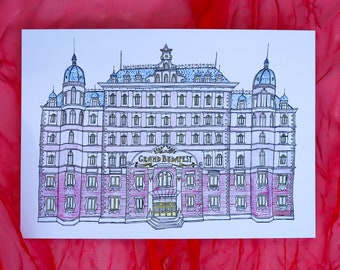 Grand Budapest Hotel - Impressão artística colorida