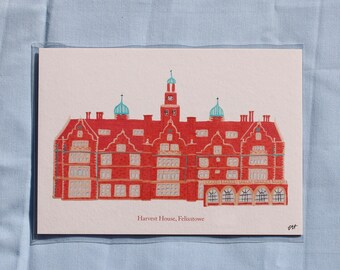Impressão artística de Felixstowe: pintura em guache de Harvest House Suffolk (A5)