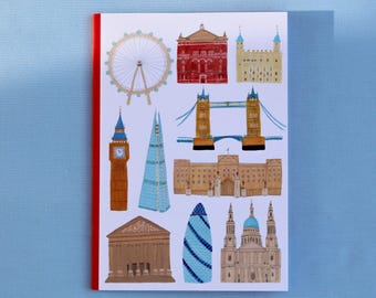 London Landmarks Collection A5 Notebook | Recycled Paper Notebook | Lined Pages