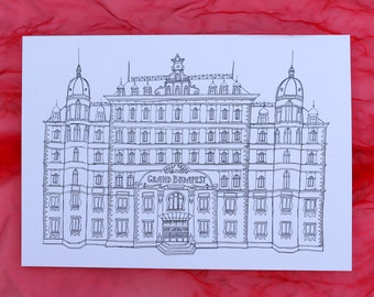 Grand Budapest Hotel Line Art - Impressão Artística