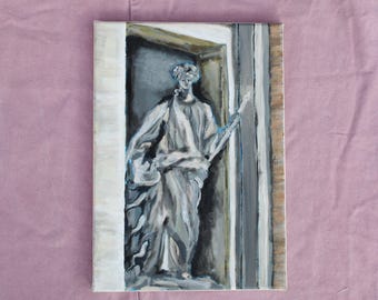 Salubrity – Original Acrylic Painting | Roman Statue Artwork on Canvas (A4)