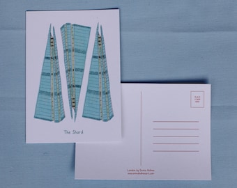 Cartão-postal do The Shard | Arquitetura moderna de Londres | Cartão-postal ilustrado tamanho A6