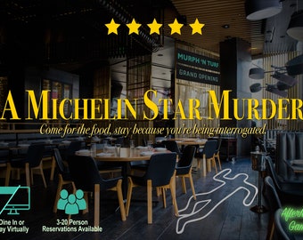 A CLEAN Michelin Star Murder, LA-themed Murder Mystery party game, 3-20 players + 1 host, IRL, Virtual/Zoom-Friendly