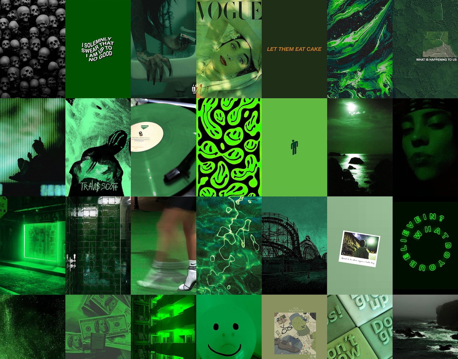 100pc Green Wall Collage Kit Green Wall Collage Green Etsy Singapore