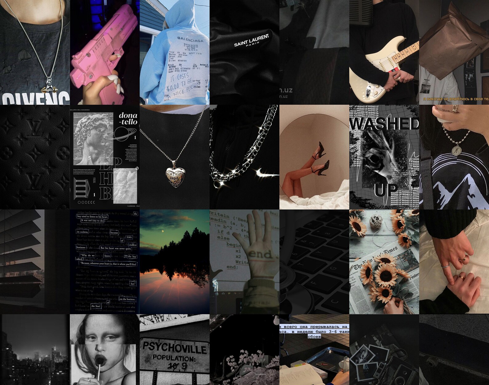 100pc Black Wall Collage Kit Black Wall Collage Dark Etsy