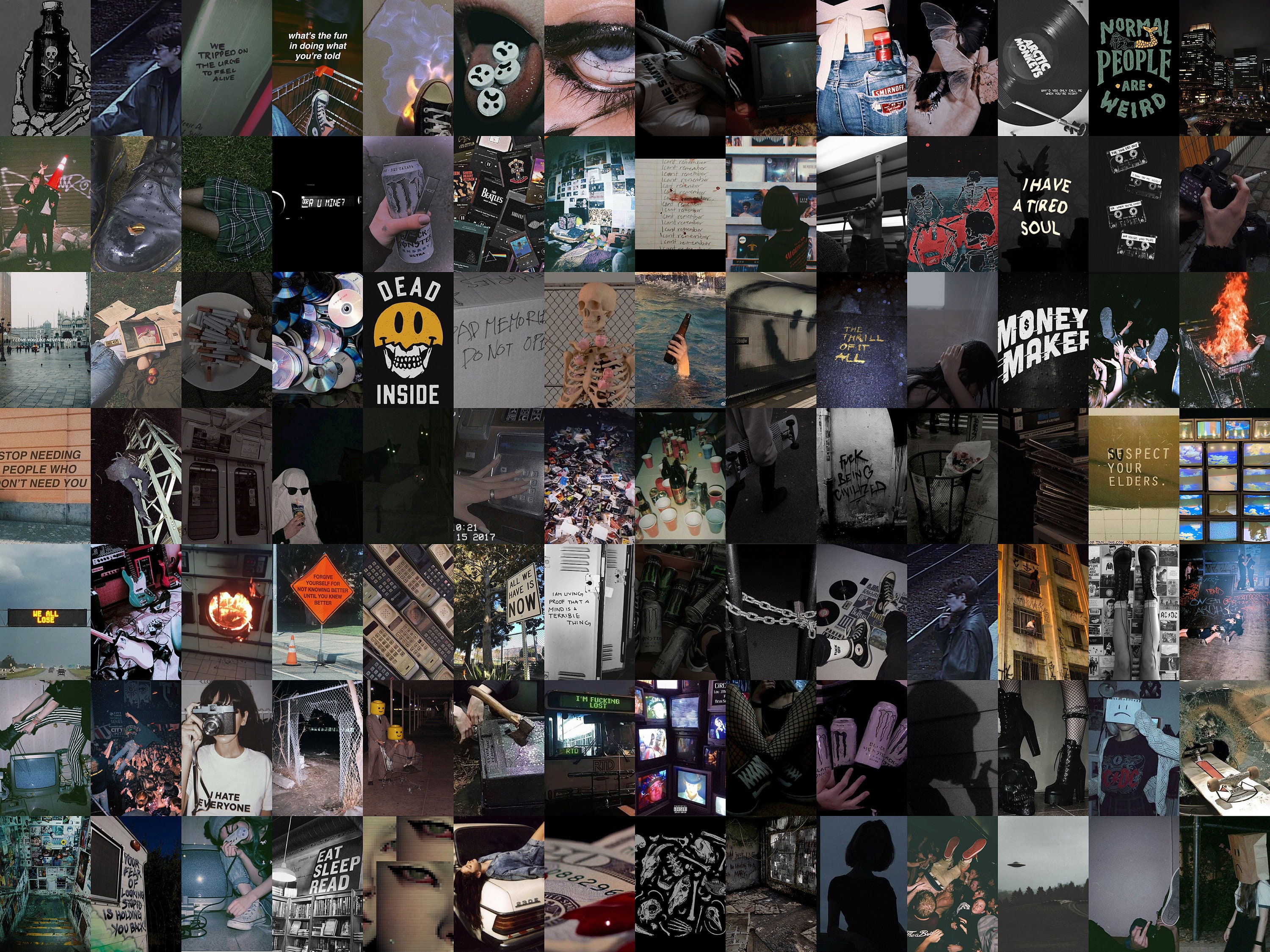 100pc Grunge Wall Collage Kit Black Wall Collage Aesthetic Etsy Australia