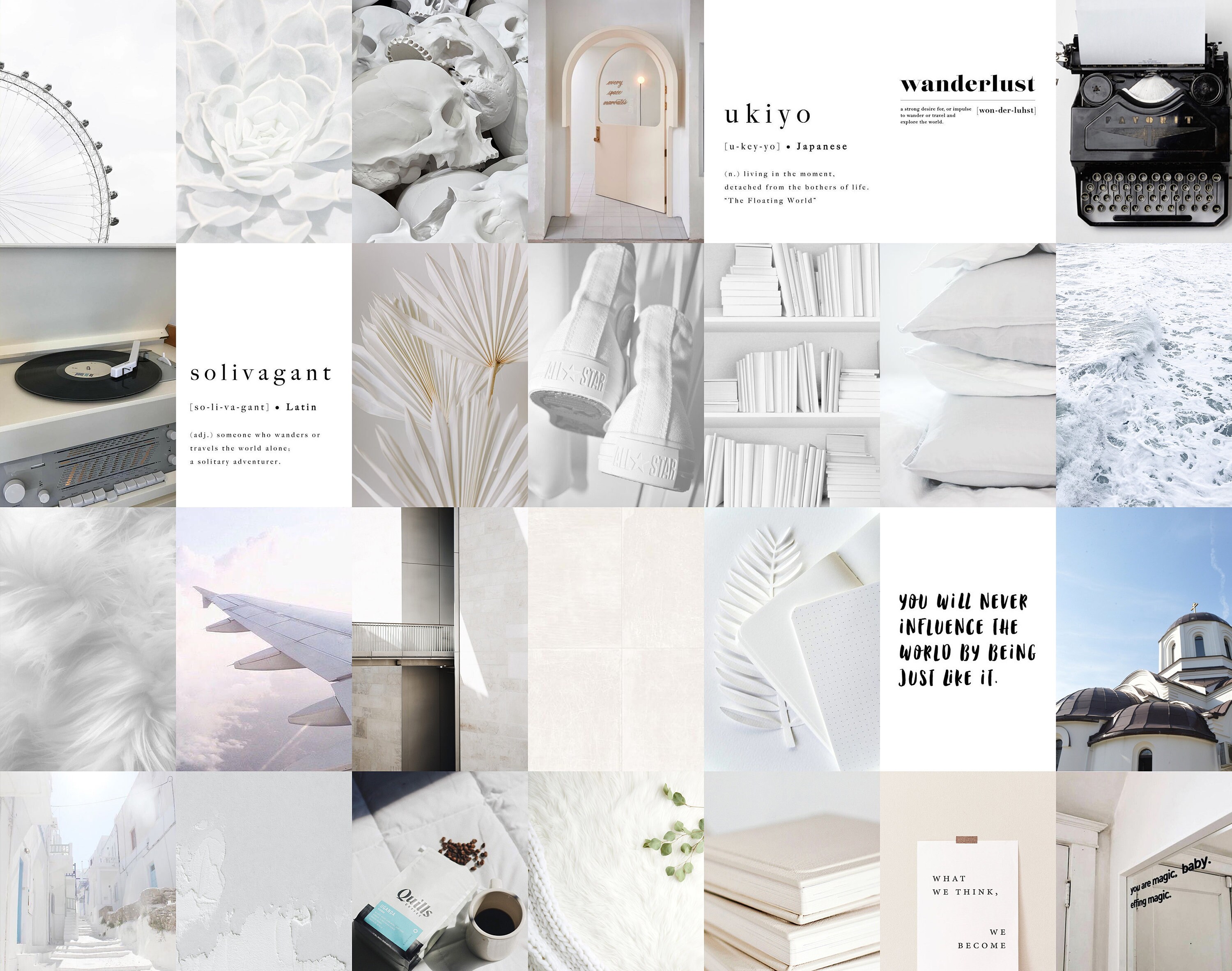 100pc White Wall Collage Kit White Wall Collage White Etsy