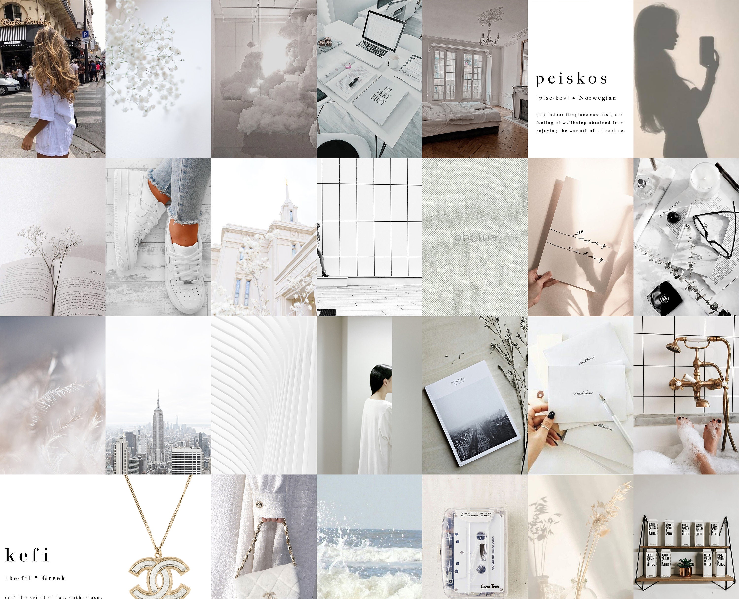 100pc White Wall Collage Kit White Wall Collage White Etsy