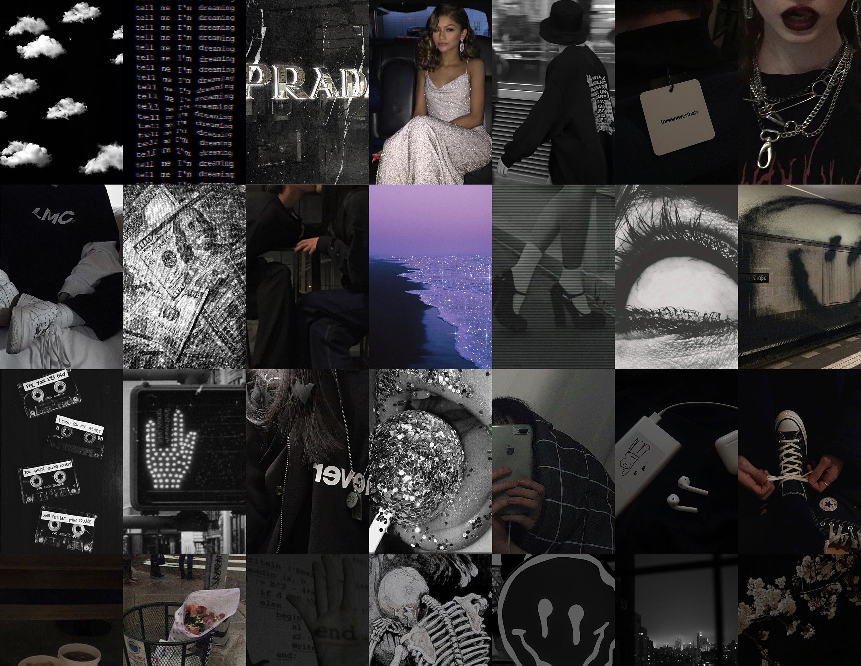 100pc Black Wall Collage Kit Black Wall Collage Dark Etsy